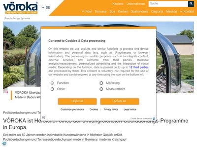 Website von VÖROKA Überdachungs-Systeme