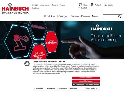 Website von HAINBUCH GmbH