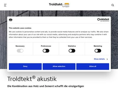 Website von Troldtekt Deutschland GmbH