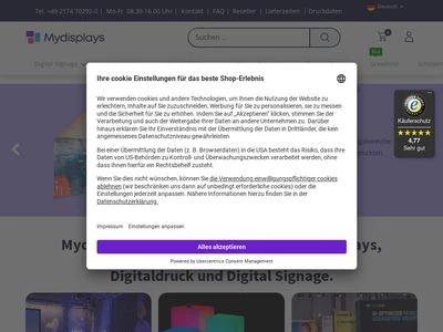 Website von Mydisplays GmbH