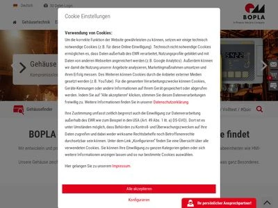 Website von BOPLA Gehäuse Systeme GmbH