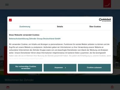 Website von Zehnder Group Deutschland GmbH