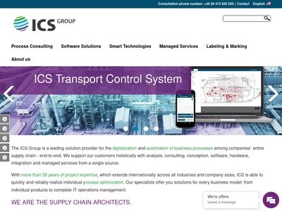 Website von ICS International GmbH Identcode-Systeme