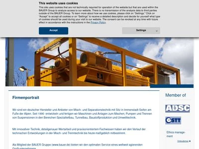 Website von BAUER MAT Slurry Handling Systems