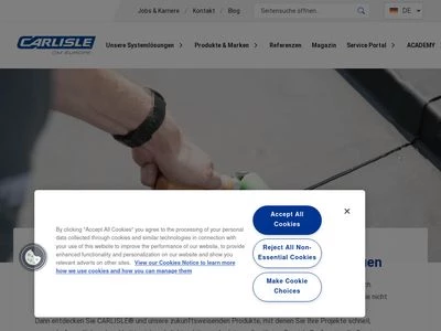 Website von CARLISLE® Construction Materials GmbH