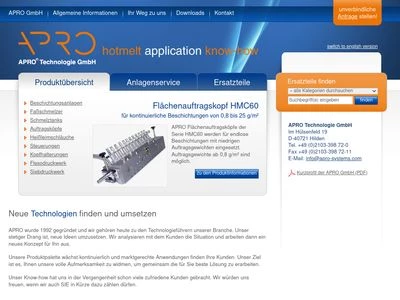 Website von APRO Technologie GmbH