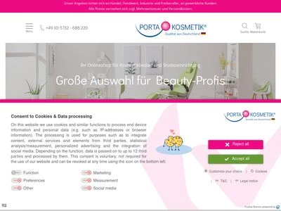 Website von Porta-Kosmetik GmbH