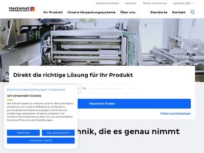 Website von Hastamat Verpackungstechnik GmbH