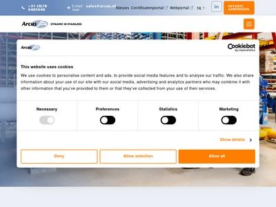 Website von Arcus Edelstahl GmbH