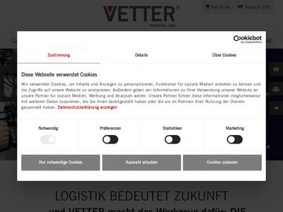 Website von VETTER Umformtechnik GmbH