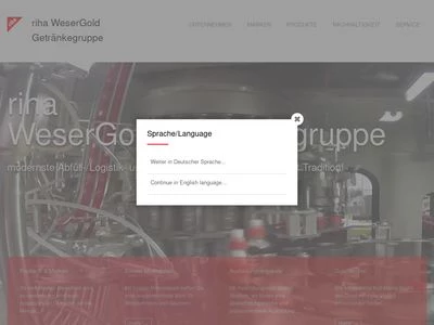 Website von riha WeserGold Getränke GmbH & Co. KG