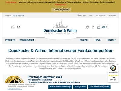 Website von Dunekacke & Wilms Nachf. GmbH & Co. KG