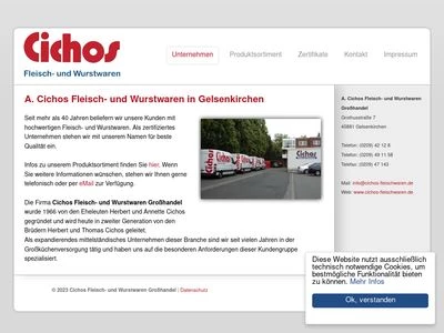 Website von A. Cichos Fleisch- und Wurstwaren Großhandel