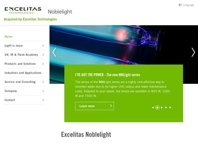 Website von Heraeus Noblelight GmbH