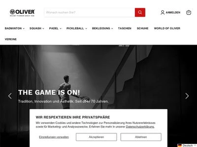 Website von OLIVER Sport & Squash GmbH