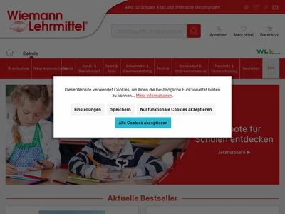 Website von Wiemann Lehrmittel GmbH