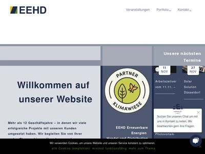 Website von EEHD Erneuerbare Energien – Handel und Distribution GmbH