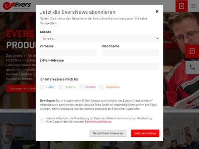 Website von Evers GmbH