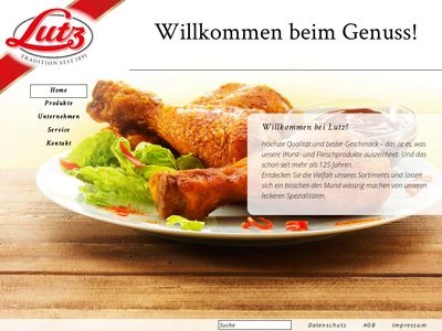 Website von Lutz Fleischwaren - zur Mühlen ApS & Co. KG