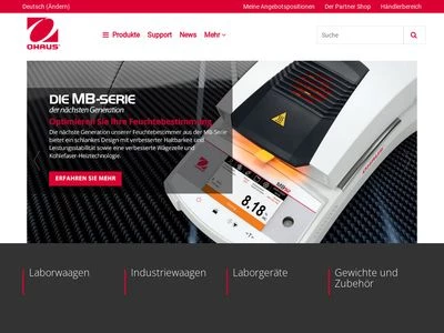 Website von OHAUS Europe GmbH 