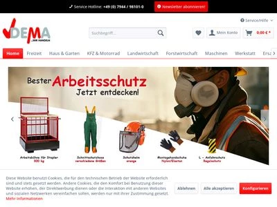 Website von DEMA Vertriebs GmbH