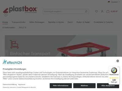 Website von plastbox Handelskontor GmbH