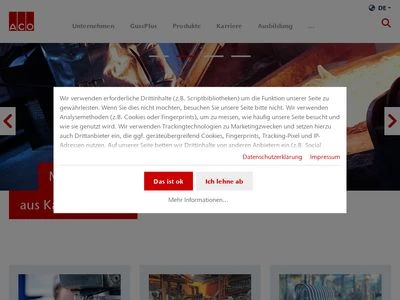 Website von ACO Guss GmbH