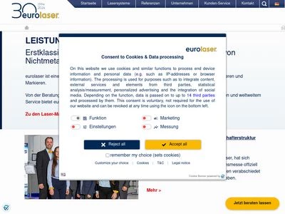 Website von eurolaser GmbH