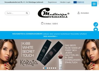 Website von Mediterra Cosmetics - Kosmetikvertrieb