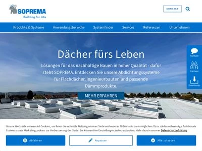 Website von SOPREMA GmbH