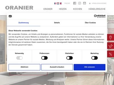 Website von ORANIER Küchentechnik GmbH