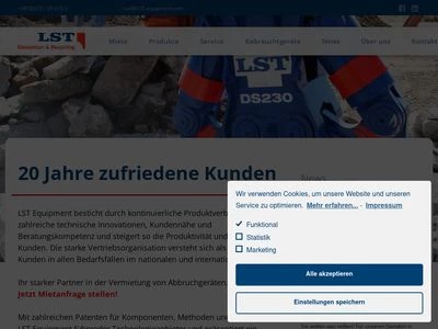 Website von LST Equipment  GmbH