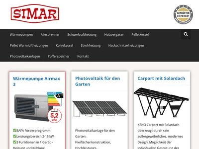 Website von SIMAR Heizkessel GmbH