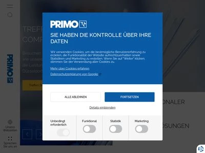 Website von PRIMO Profile GmbH