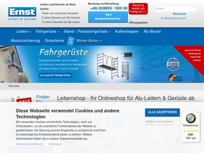 Website von Sebastian Ernst Leitern Gerüste GmbH & Co. KG