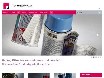 Website von Herzog Etiketten KG