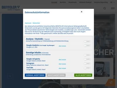 Website von BENTELER Distribution International GmbH