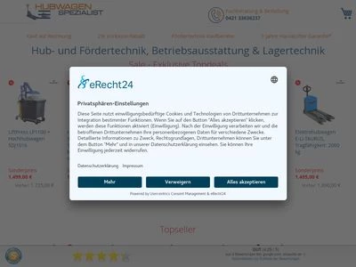 Website von HubwagenSpezialist – GESUTRA GmbH