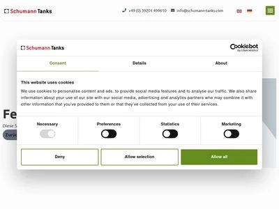 Website von Schumann Tanks GmbH