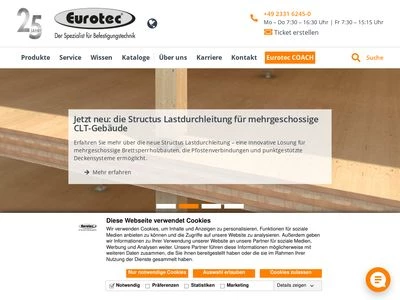 Website von Eurotec GmbH