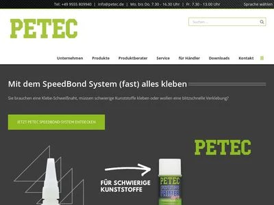 Website von PETEC Verbindungstechnik GmbH