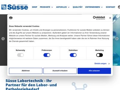 Website von Süsse Labortechnik GmbH & Co. KG