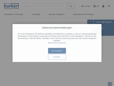 Website von Bürkert Fluid Control Systems