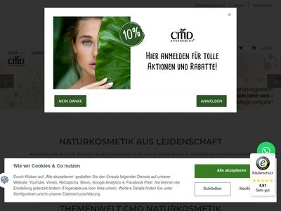 Website von CMD Naturkosmetik, Carl-Michael Diedrich e.K.