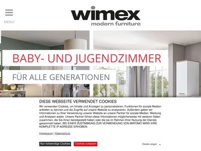 Website von WIMEX Wohnbedarf Import Export Handelsges. mbH & Co. KG