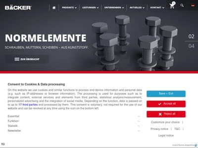 Website von BÄCKER GmbH & Co KG