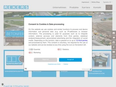 Website von Rekers Betonwerk GmbH & Co. KG