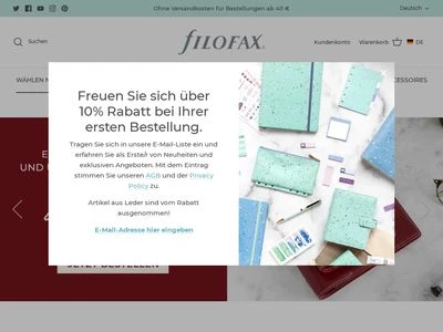 Website von Filofax GmbH