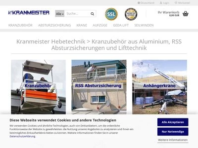 Website von Kranmeister Hebetechnik GmbH