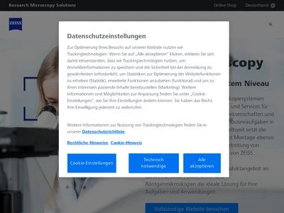 Website von Carl Zeiss Microscopy GmbH